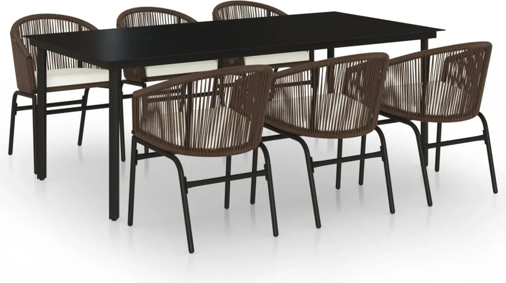 vidaXL 7 részes barna kerti étkezőgarnitúra