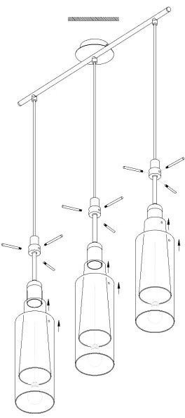 EGLO 90305 - PINTO NERO 3xE27/60W függesztett lámpa, füstszínű