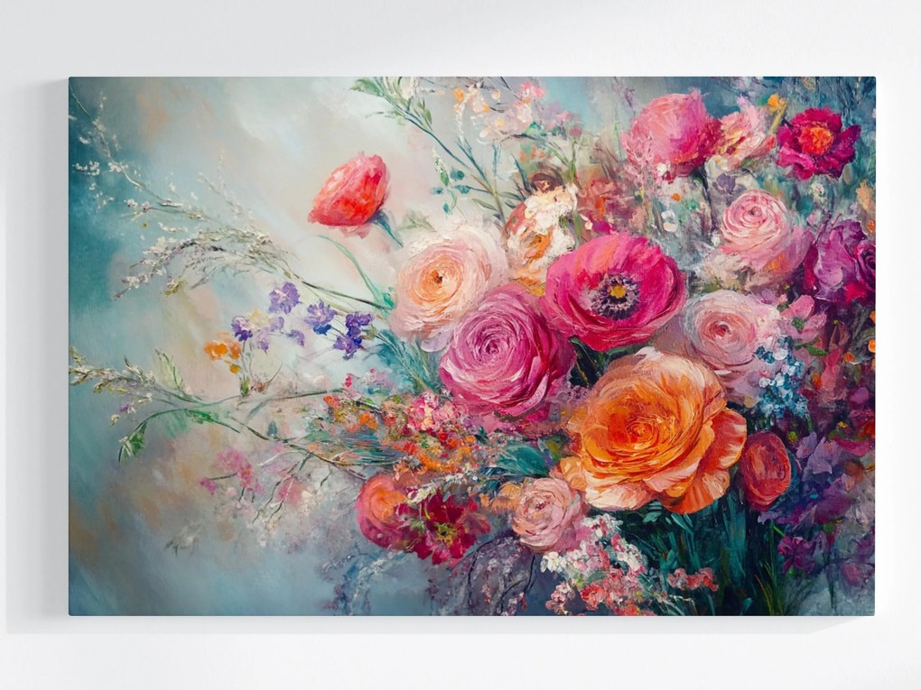 Vászonkép Canvas Dekoráció Természet Mezei Virágok Csokor Rózsa 60x40