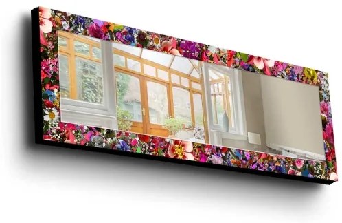 Fali tükör 120x40 cm fenyő/Virágok