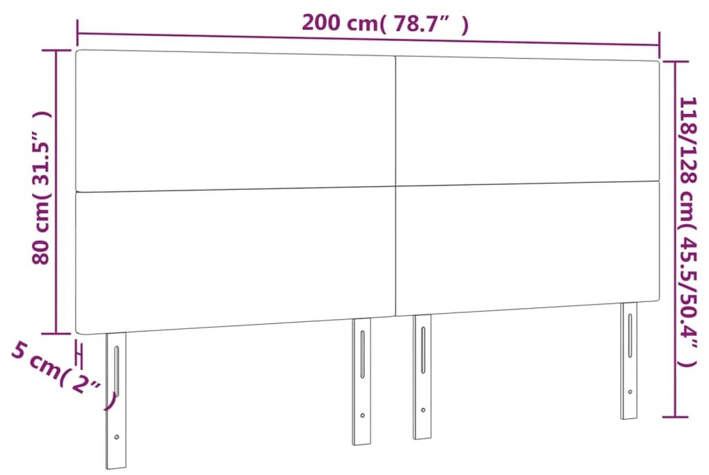 sötétzöld bársony LED-es fejtámla 200x5x118/128 cm