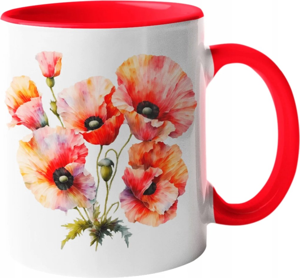 Bögre Csodálatos Mezei Pipacs Csokor Pipacs Kerámia Akvarell 330ml Csomagolás