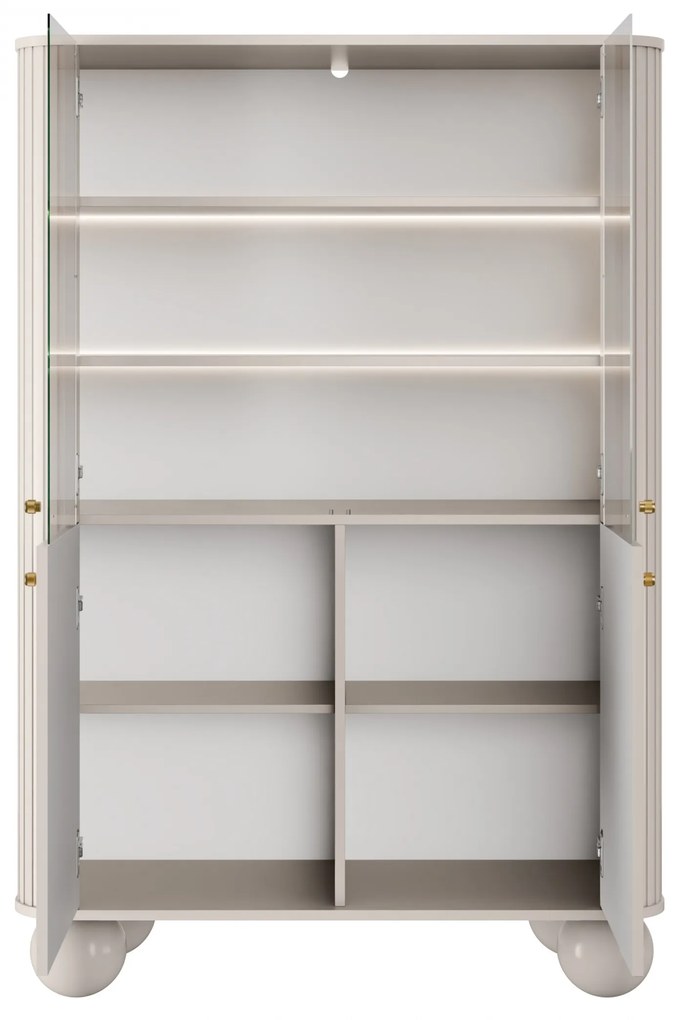 Vesper vitrin 103 cm - kasmír / arany fogantyúk / gömb lábak
