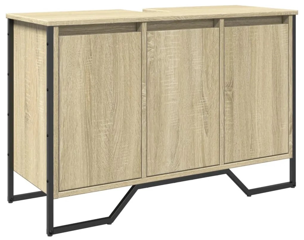 sonoma tölgy szerelt fa fürdőszobai mosdószekrény 91x35x60 cm
