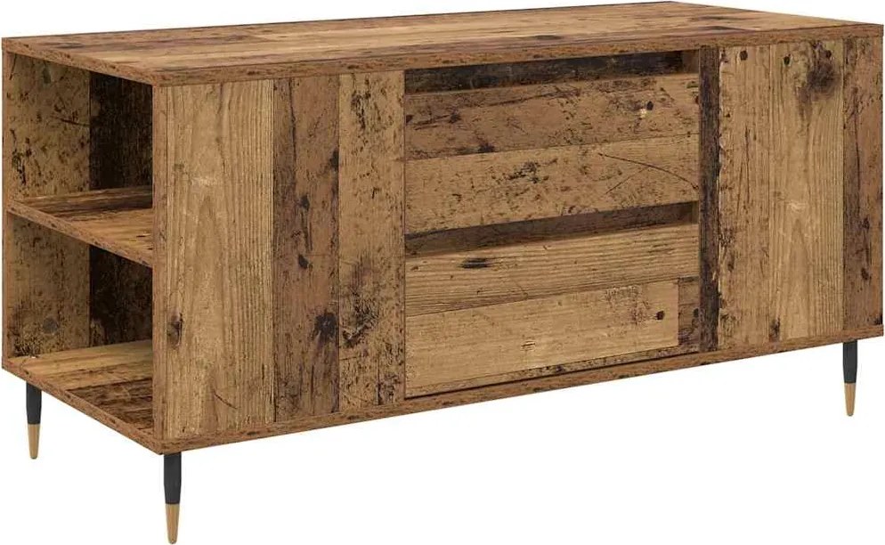 vidaXL Dohányzóasztal fiókkal Öreg fa 102 x 44,5 x 50 cm Faanyag