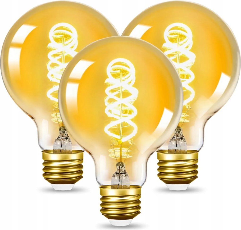 3X Dekorációs Izzó E27 Retro Edison G80 Füstös Üveg Erős