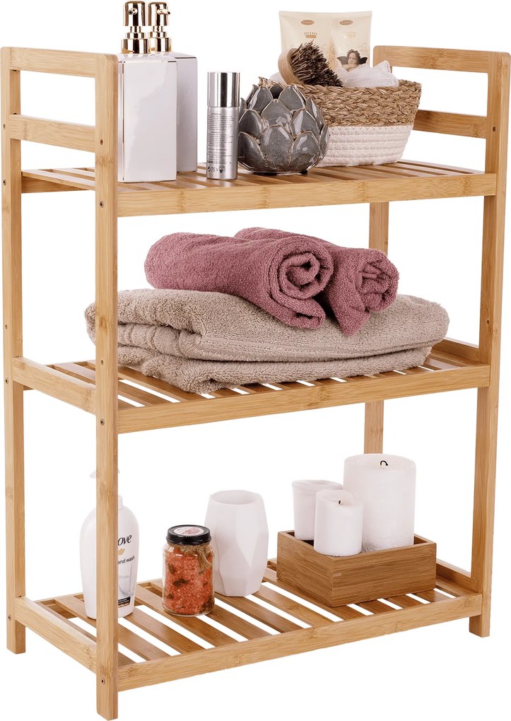 3 polcos polcállvány, természetes bambusz, FIORE TYP 1