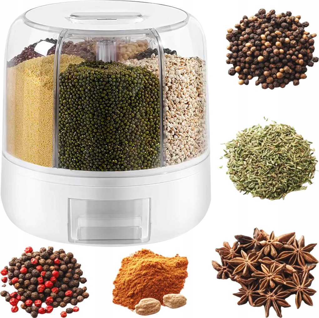 Ételtároló doboz Forgatható 360 Termékek Fűszerek Fehér