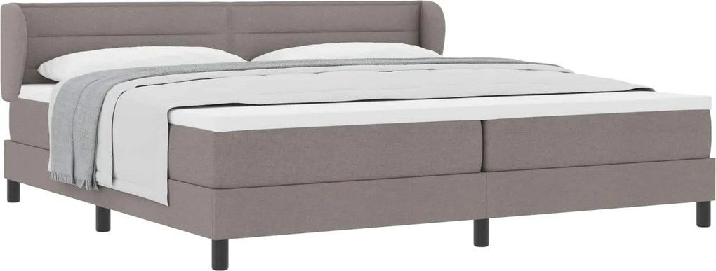 vidaXL Boxrugós ágy matracmal fejtámlával Tópszínű 200 x 200 cm szövet