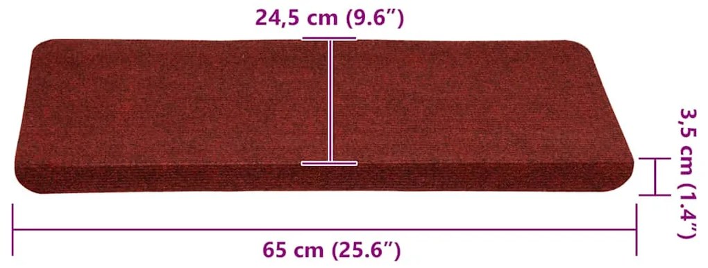 30 db piros öntapadó lépcsőszőnyeg 65x24,5x3,5 cm