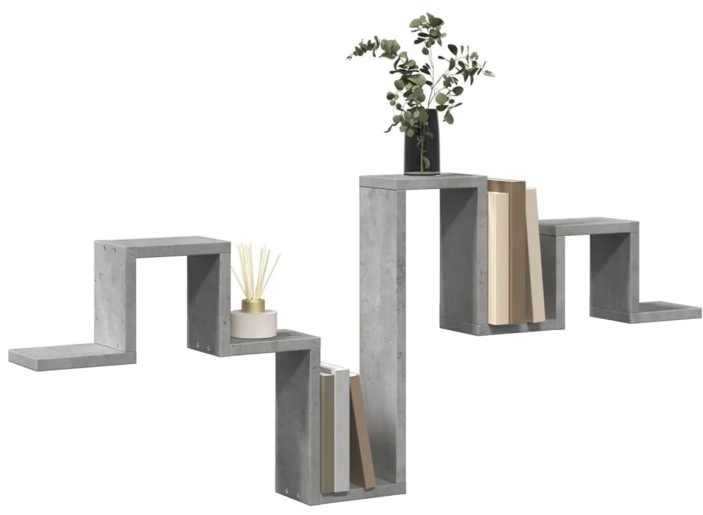 betonszürke szerelt fa fali polc 104,5 x 10 x 43 cm