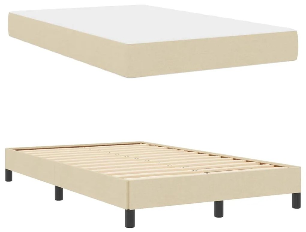 Boxrugós ágy matracmal Krém 120 x 190 cm szövet