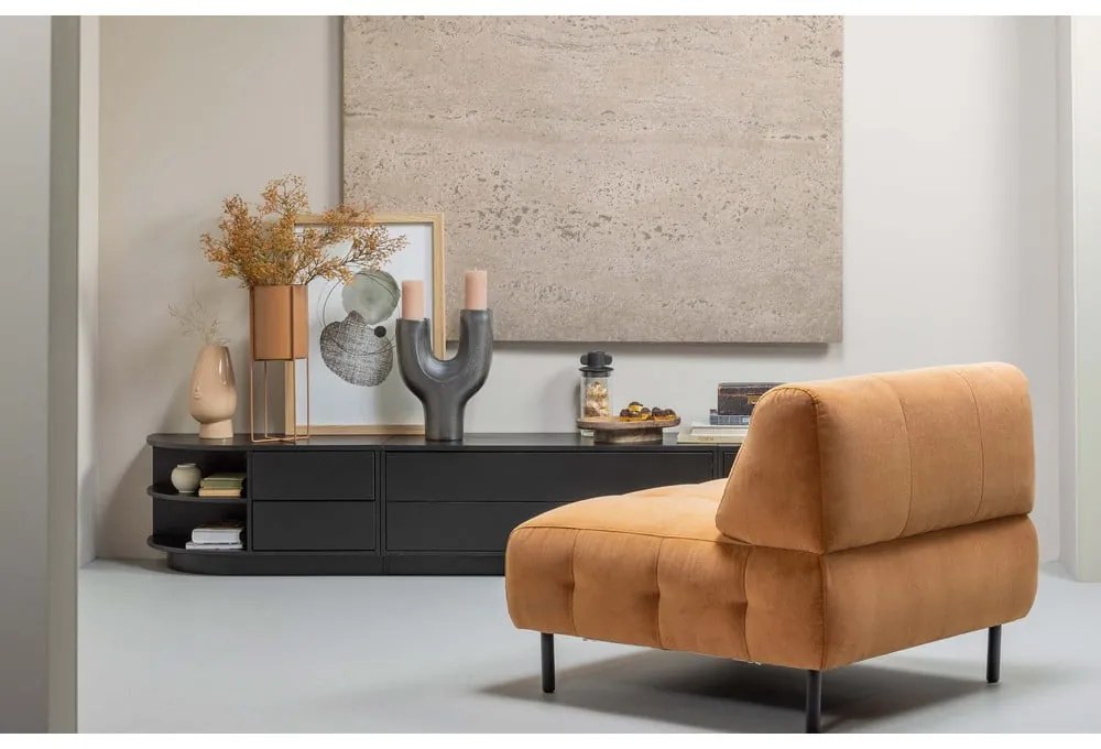 Fekete borovi fenyő moduláris TV-állvány 231x40 cm Finca – WOOOD