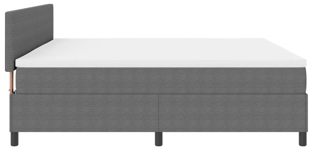 Boxspring ágy matraccal, világosszürke, 200x200 cm, kordbársony szövet
