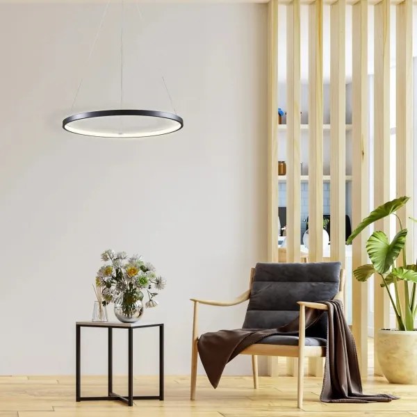 LED Csillár zsinóron LEA LED/20W/230V 4000K átm. 50 cm fekete