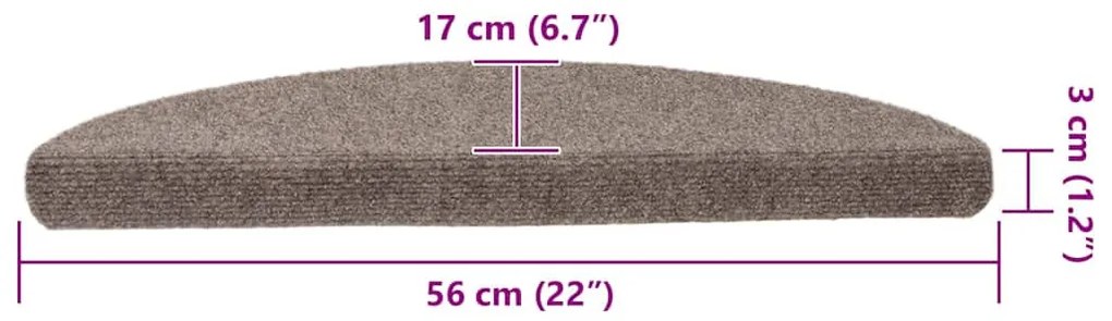 10 db öntapadós lépcsőszőnyeg 56 x 17 x 3 cm bézs félkör alakú