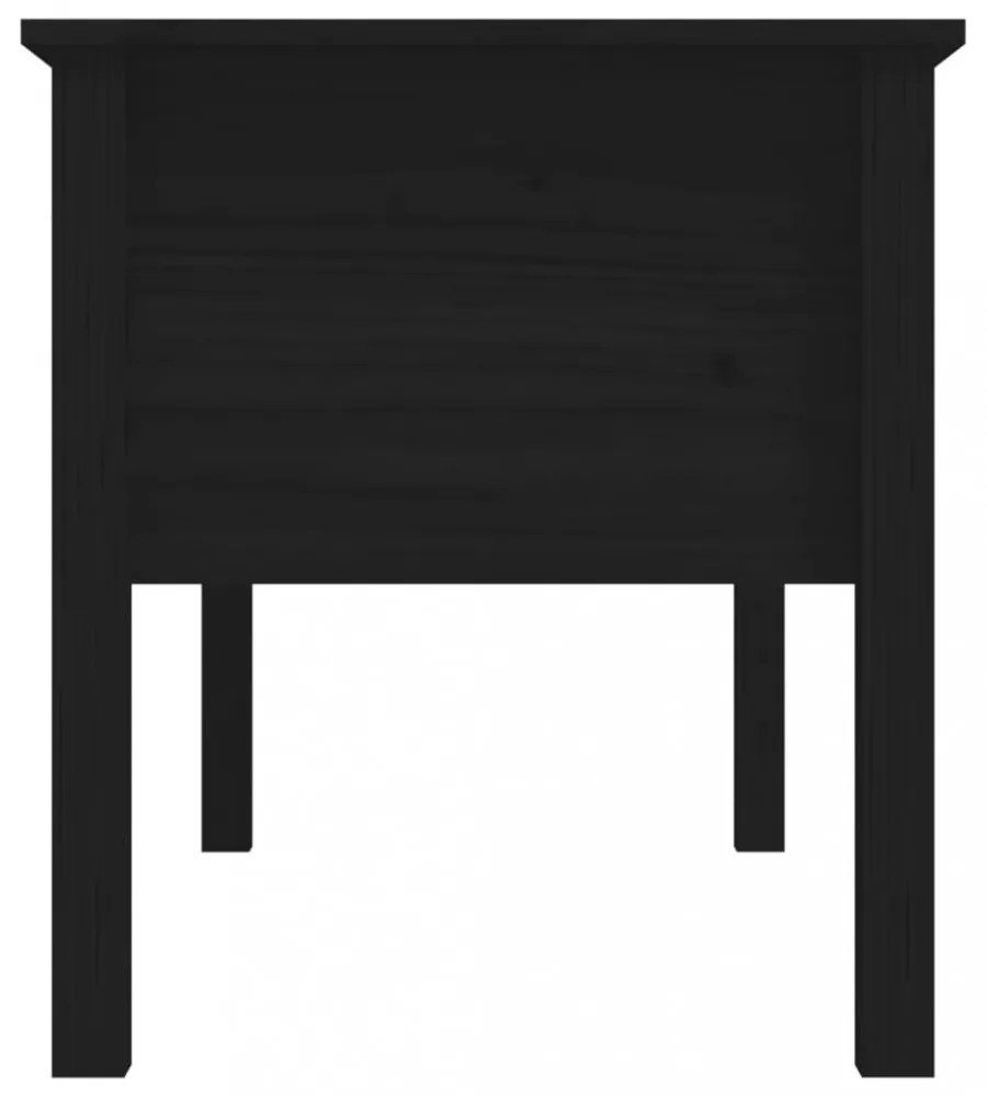 fekete tömör fenyőfa dohányzóasztal 102 x 49 x 55 cm