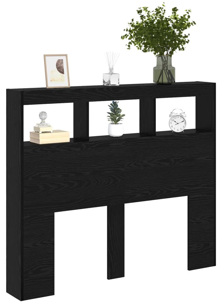 LED-es Fejtámla Szekrény Musta tammi 122 x 17 x 102 cm Faanyag