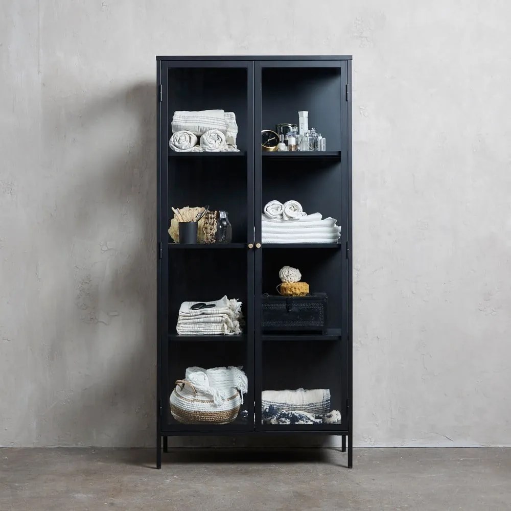 Fekete fém tálalószekrény 90x190 cm Carmel – Unique Furniture