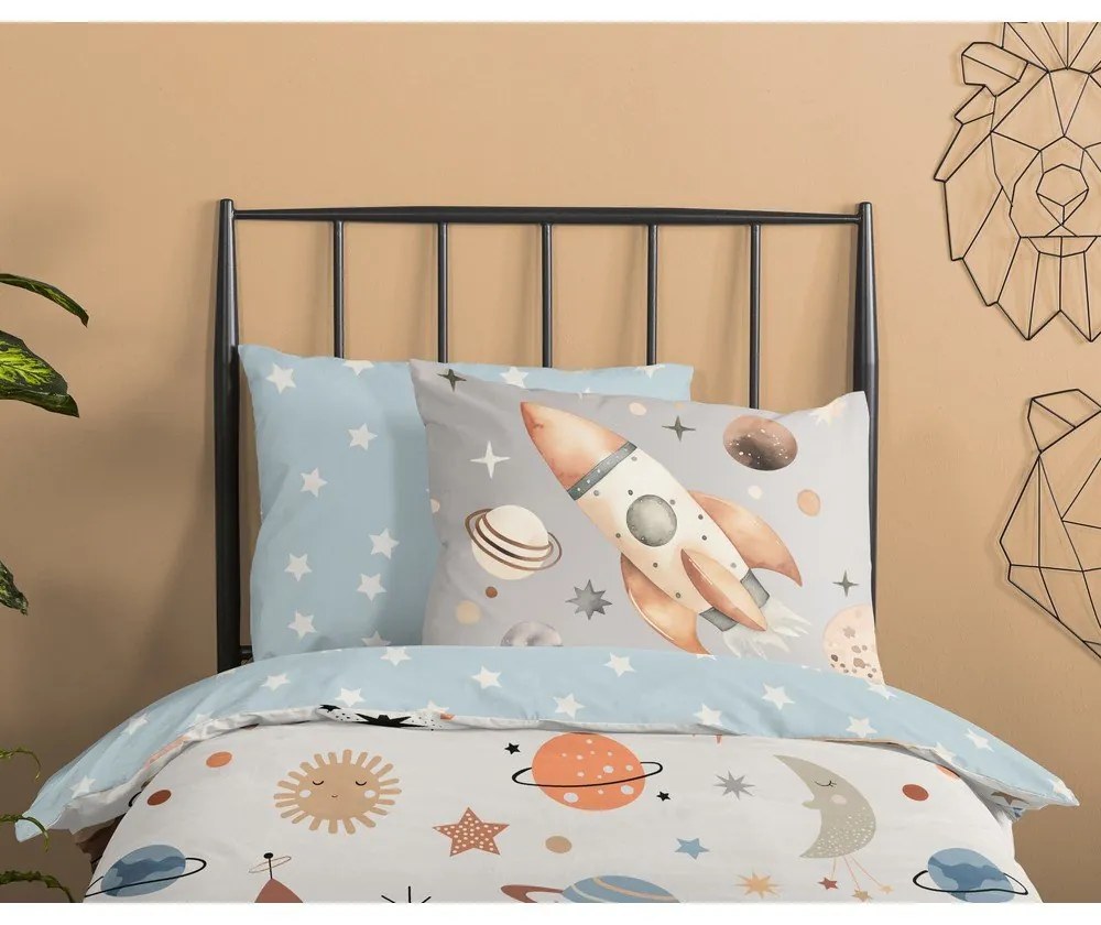 Kék-bézs pamut gyerek ágyneműhuzat babaágyhoz 100x135 cm Eclips – Good Morning