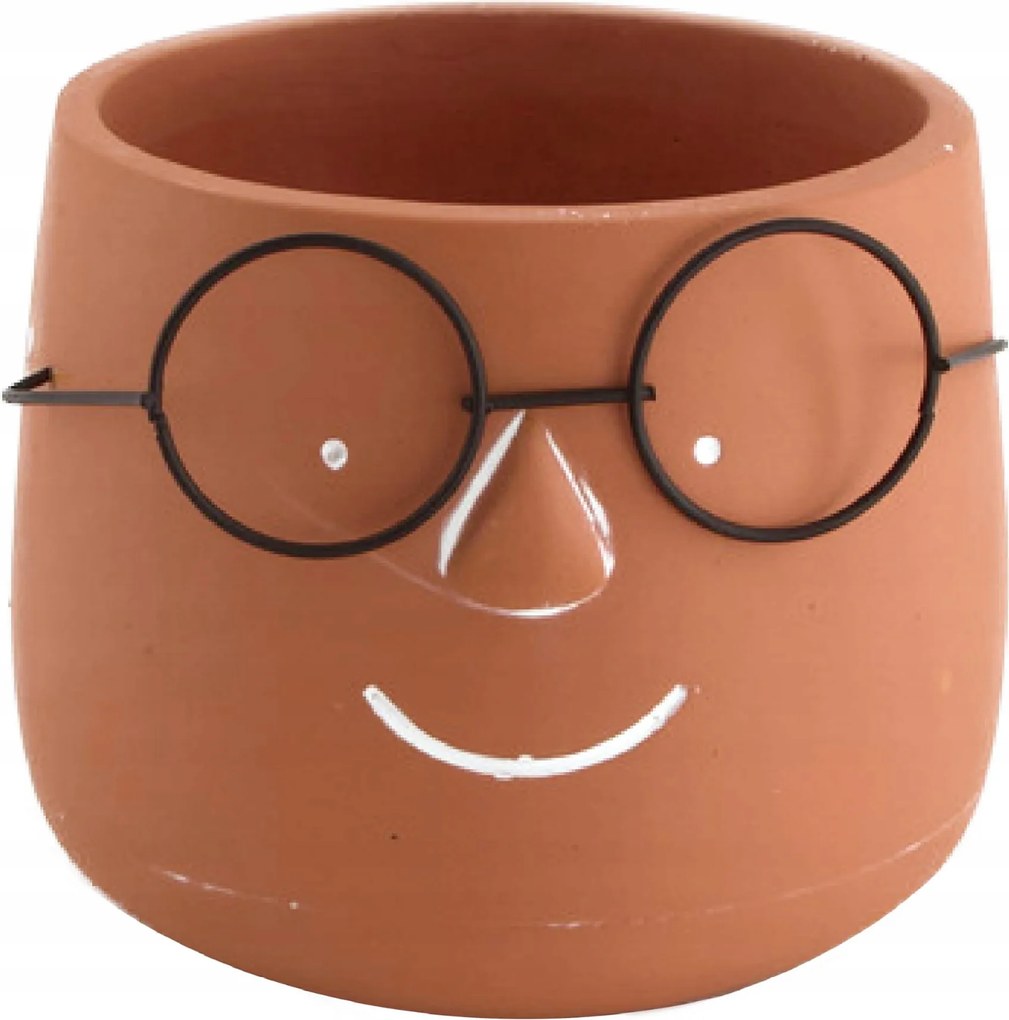 Cement kaspó arc szemüveggel