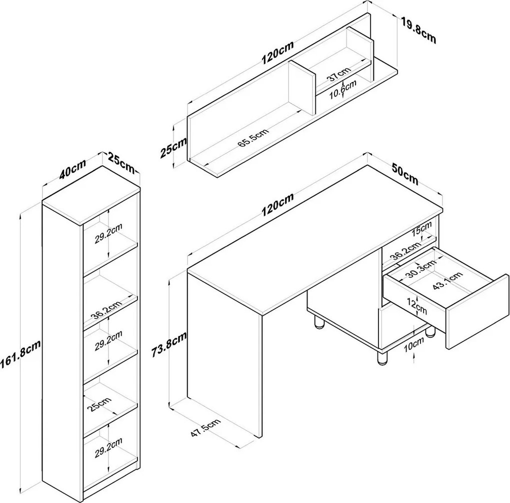 Hapem Walnut and White íróasztal