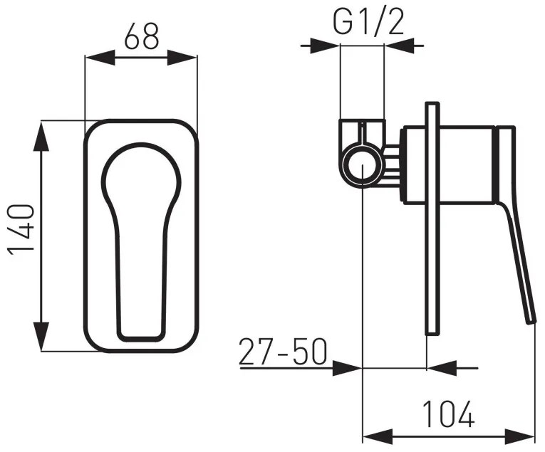 F-Design Seppia, rejtett csaptelep 1 kimenet, fekete matt, FD1-SPA-7PA-25