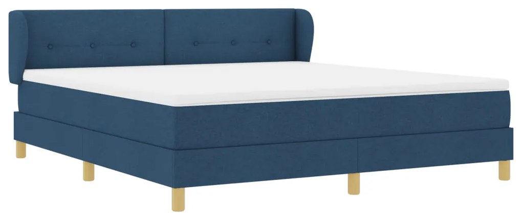 Boxspring Ágy Matrac nélkül - Kék, 180x200 cm, Szövet