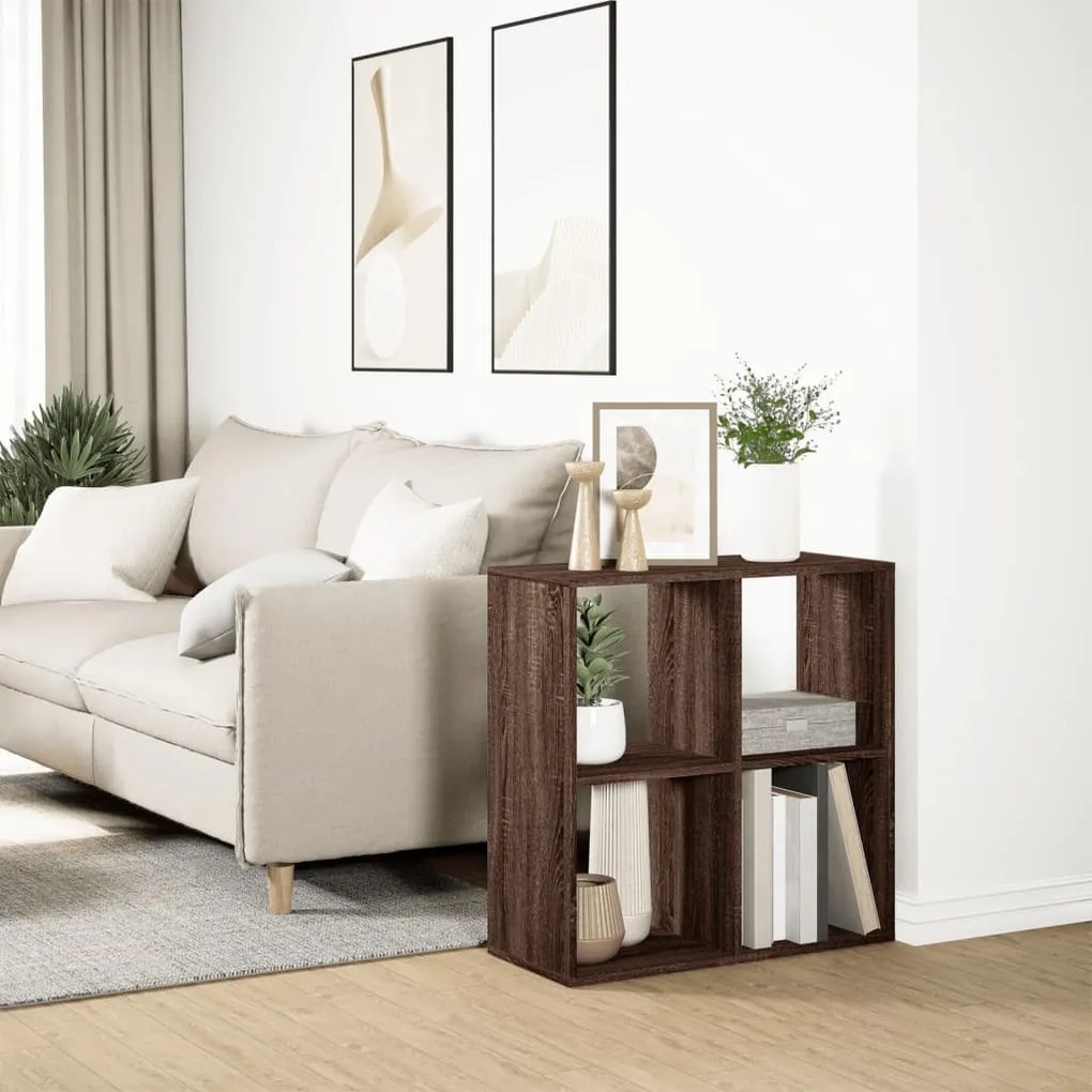 barna tölgy szerelt fa elválasztó könyvespolc 69,5x29x69,5 cm
