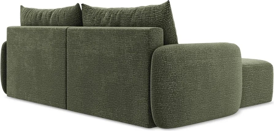 Zöld kinyitható-tárolóhelyes sarokkanapé (bal oldali) Kalena – Makamii