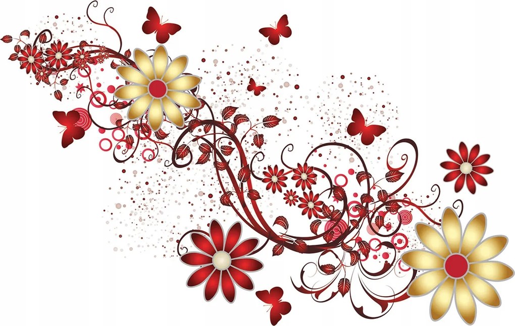 Fotótapéta Virágok pillangók Vidám hangulat Természet ihlette 416x254 +ragasztó