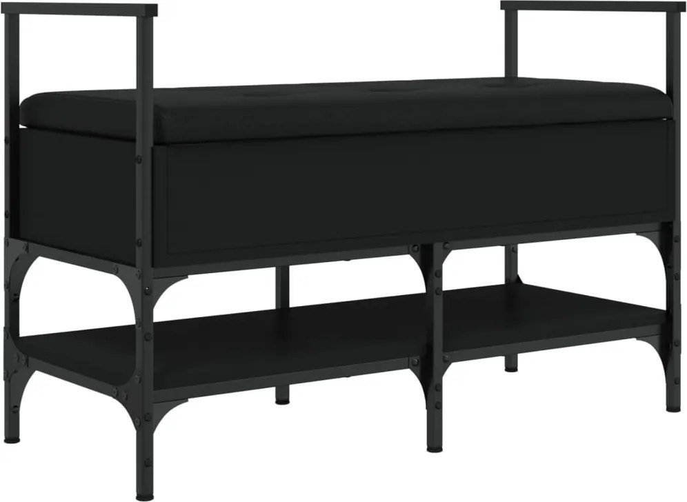 vidaXL fekete szerelt fa cipőtároló pad 85,5 x 42 x 57,5 cm