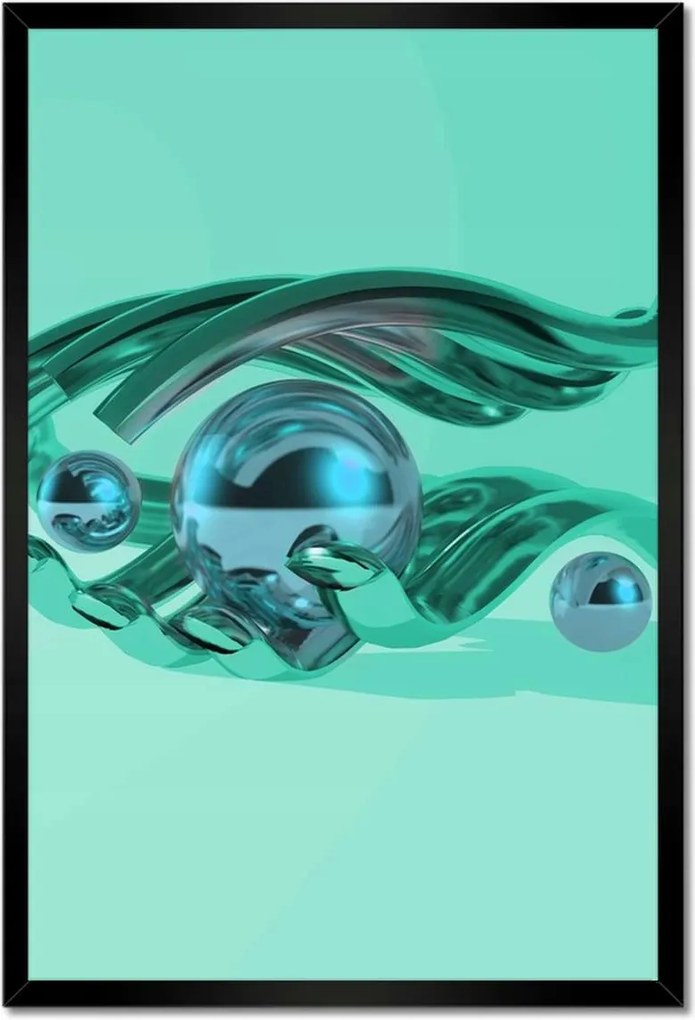 Poszterek keretben 40x60 Menta türkiz gömbök