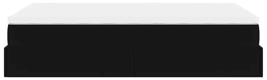 Ottomán ágykeret matraccal Fekete 120x190 cm műbőrrel