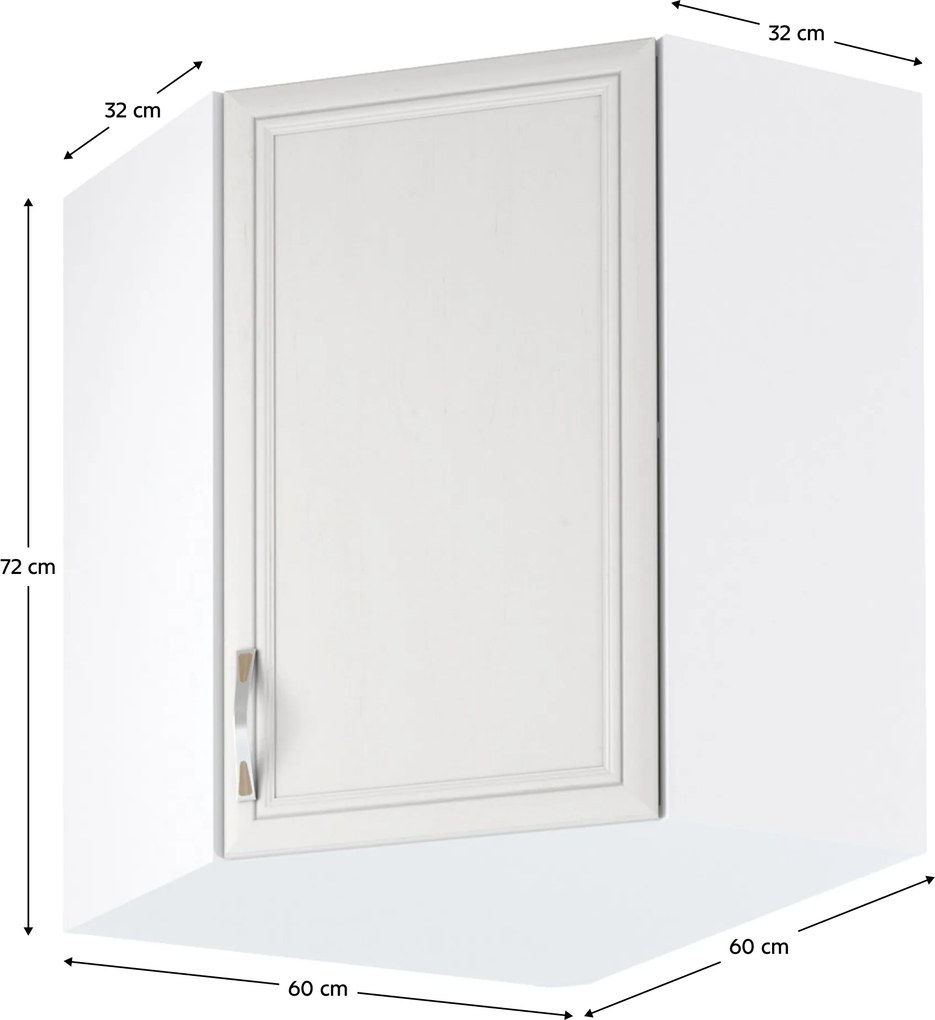 Felső sarokszekrény G60N, fehér/sosna Andersen, SICILIA