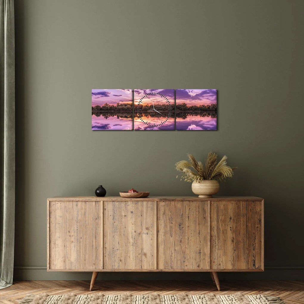 Lila ég képe (órával) (90x30 cm)