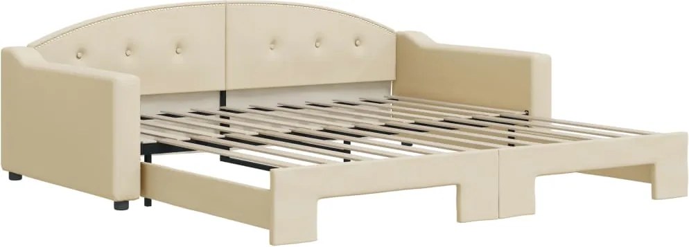 vidaXL krémszínű kihúzható szövet heverő 100x200 cm