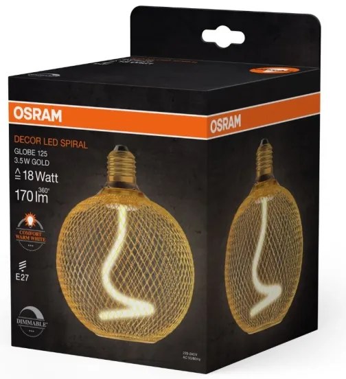 LED Dimmelhető izzó DECOR FILAMENT G125 E27/3,5W/230V 1800K arany - Osram