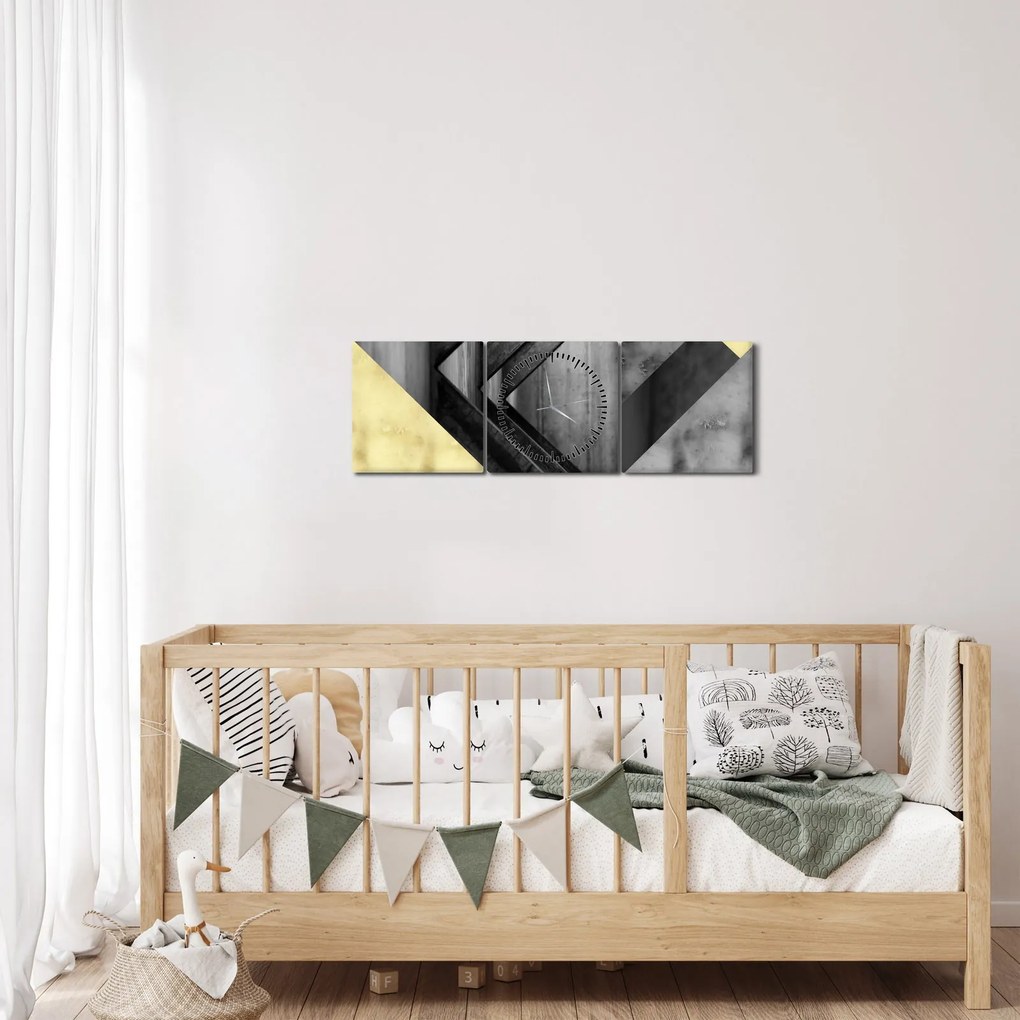Kép - Texturált formák (órával) (90x30 cm)