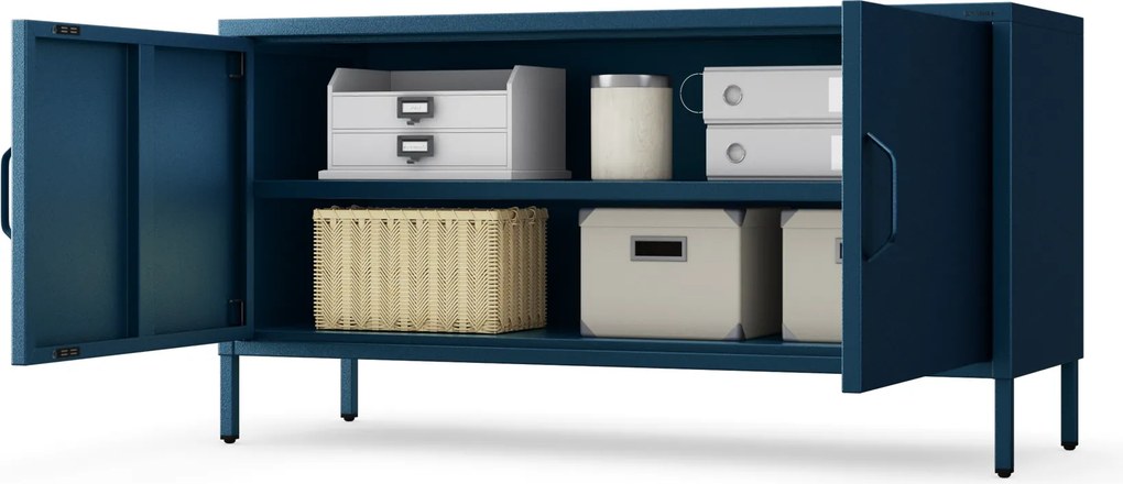 Fém TV-szekrény lábakkal, sötétkék, 1150x595x400 mm: ROSA Modern