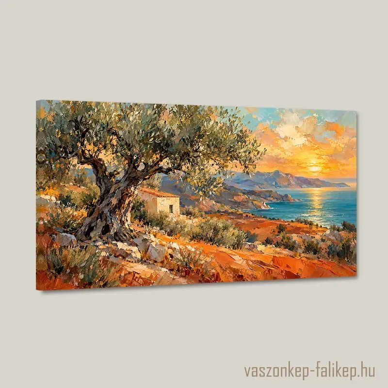 Napfényes olajfaliget falikép – mediterrán hangulat 40x23 cm