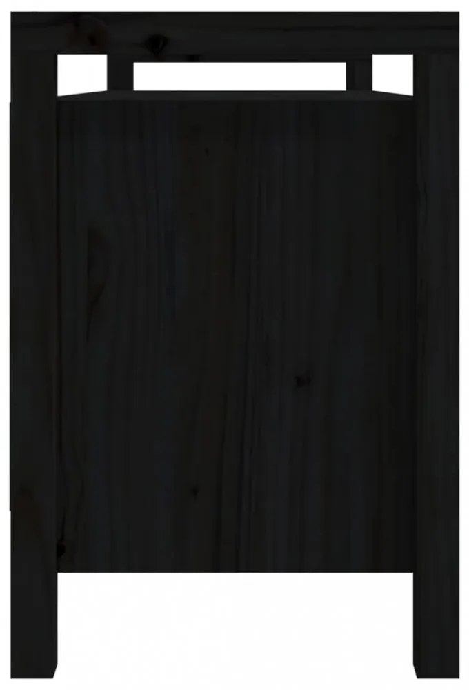 fekete tömör fenyőfa előszoba pad 110x40x60 cm