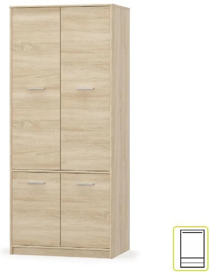 Akasztós szekrény 4D polcokkal, sonoma tölgyfa, TEYO