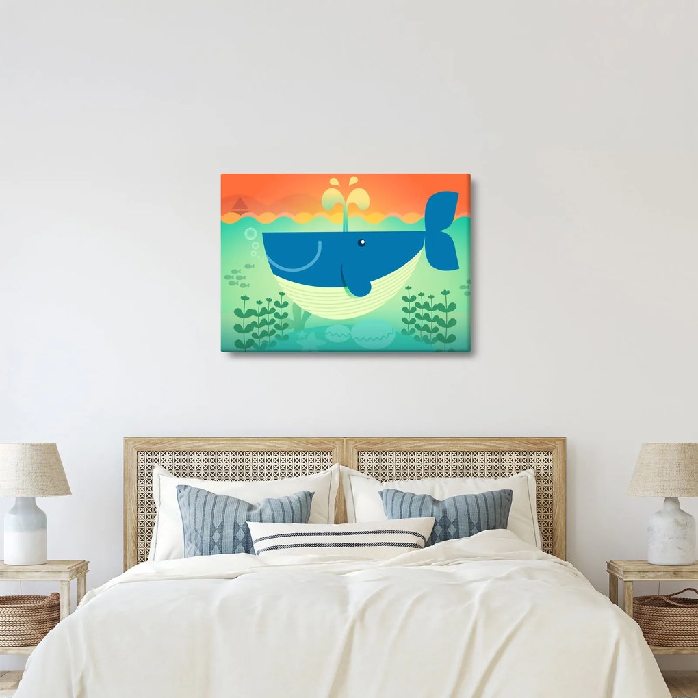 Kép - Vidám bálna a tengerben (70x50 cm)