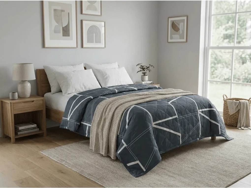 Nyári takaró GRIDON 140x200 cm, fekete