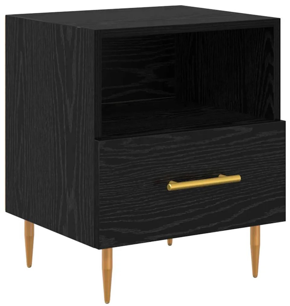 Éjjeli asztal fiókkal 2 pcs Fekete 40 x 35 x 47.5 cm Faanyag