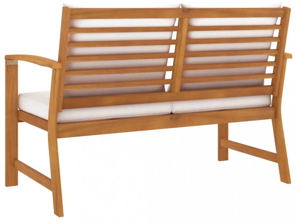 tömör akácfa kerti pad krémszínű párnával 120 cm