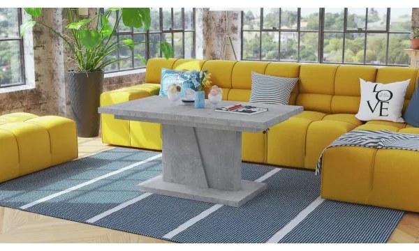 NINO bővíthető dohányzó- és étkezőasztal emelhető asztallappal, beton szürke