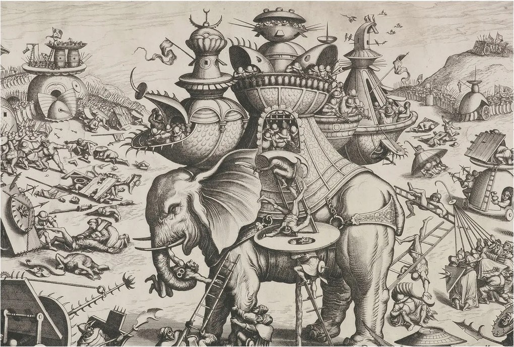 Fotótapéta Flizelin Dekoratív Hálószoba Groteszk csata 104x70