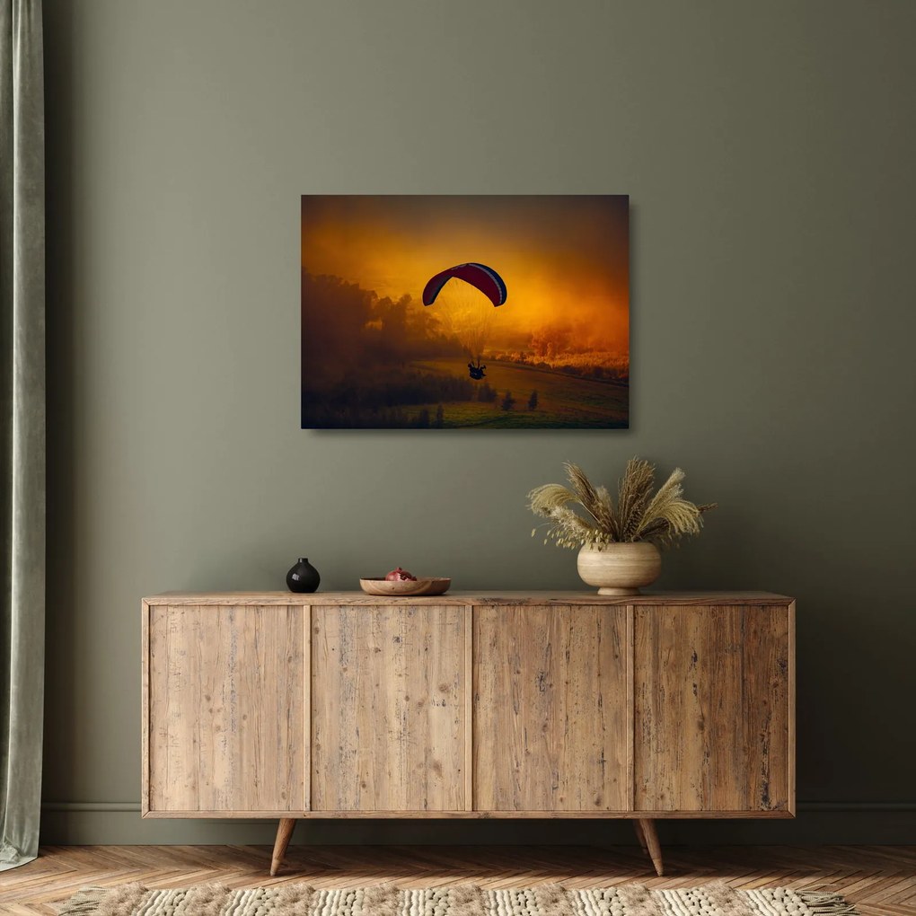 Ejtőernyős a naplementében képe (üvegen) (70x50 cm)